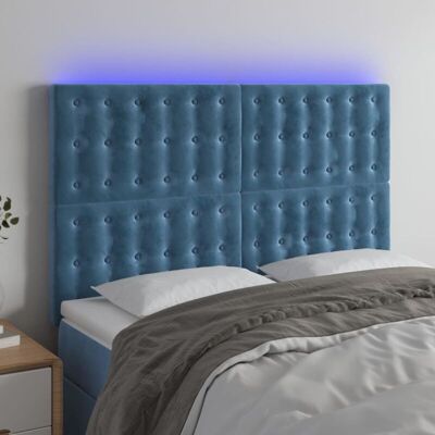 Vidaxl - Kopfteil mit LED-Lichtern - Blau Samt 144x5x118/128 cm Vidaxl - Kopfteil mit LED-Lichtern - Blau Samt 144x5x118/128 cm