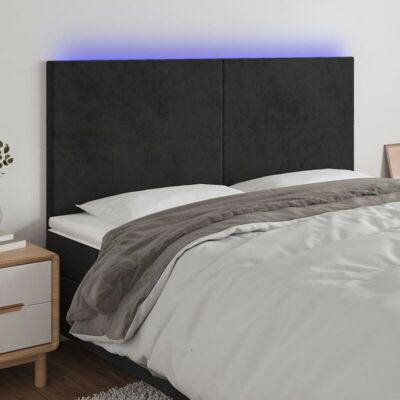 vidaXL Modernes LED-Kopfteil Samt Schwarz 180x5x118/128 cm vidaXL Modernes LED-Kopfteil Samt Schwarz 180x5x118/128 cm