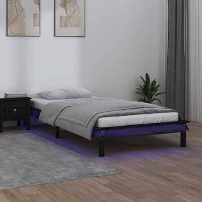 Massivholzbett Mit Leds Schwarz 90x200 Cm Vidaxl Massivholzbett Mit Leds Schwarz 90x200 Cm Vidaxl
