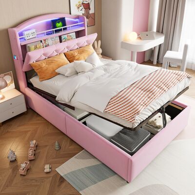 SANS MARQUE Kinder Polsterbett – 221x94,4x109 Cm – 45 Kg – Aus Stoff – Vielseitiges Stauraumbett – Technikfreundliches Design – Robust Und Stabil – – Modell B SANS MARQUE Kinder Polsterbett – 221x94,4x109 Cm – 45 Kg – Aus Stoff – Vielseitiges Stauraumbett – Technikfreundliches Design – Robust Und Stabil – – Modell B