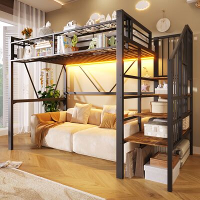 SANS MARQUE Bett – 251,5x113x170 Cm – 53.1 Kg – Aus Metall – Stabiles Eisenregal – Extrem Belastbar – Gitterplatte – Verstärkte – Stufenregal – Ohne Matratze SANS MARQUE Bett – 251,5x113x170 Cm – 53.1 Kg – Aus Metall – Stabiles Eisenregal – Extrem Belastbar – Gitterplatte – Verstärkte – Stufenregal – Ohne Matratze