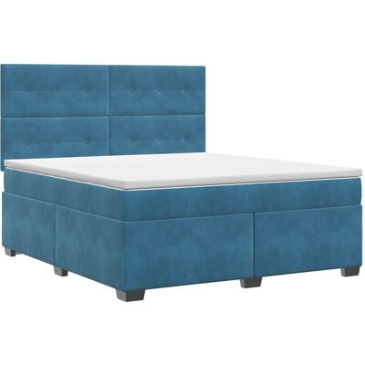 Boxspringbett Mit Matratze Mit Kopfteil Blau 160 X 200 Cm Samt Vidaxl Boxspringbett Mit Matratze Mit Kopfteil Blau 160 X 200 Cm Samt Vidaxl
