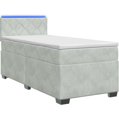 Boxspringbett Mit Matratze Und Led Hellgrau 100 X 200 Cm Samt Vidaxl Boxspringbett Mit Matratze Und Led Hellgrau 100 X 200 Cm Samt Vidaxl