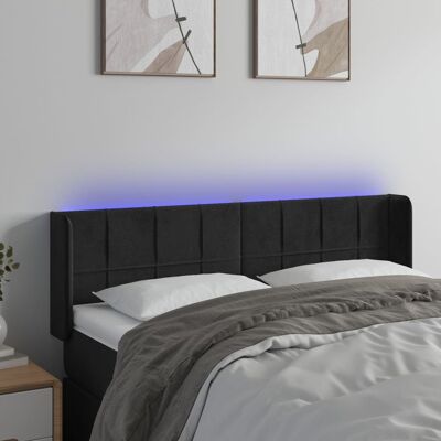 vidaXL Kopfteil mit LED - Modernes Samt Schwarz 147x16x78/88cm vidaXL Kopfteil mit LED - Modernes Samt Schwarz 147x16x78/88cm