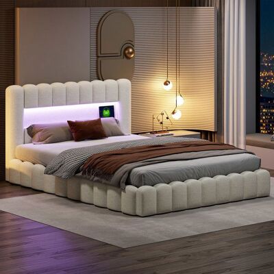 OEM Bettgestell 160x200 Cm, Led, Usb, Leinenstoff, Hydraulisch, Moderner Stil, Doppelbett 160x200 Cm, Beige OEM Bettgestell 160x200 Cm, Led, Usb, Leinenstoff, Hydraulisch, Moderner Stil, Doppelbett 160x200 Cm, Beige