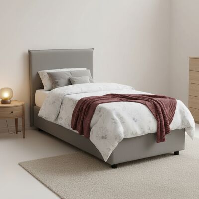 Einzelbett Cassiopea, Containerbett Mit Stoffbespannung, 100% Made In Italy, Frontöffnung, Passend Für Matratze Cm 80x200, Grau - Talamo Italia Einzelbett Cassiopea, Containerbett Mit Stoffbespannung, 100% Made In Italy, Frontöffnung, Passend Für Matratze Cm 80x200, Grau - Talamo Italia