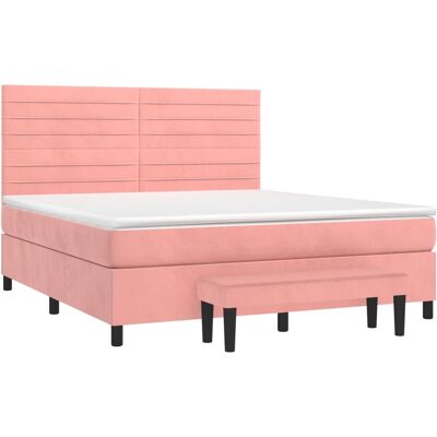 vidaXL Rosa Boxspringbett mit Matratze & Zubehör - Bett mit Matratze vidaXL Rosa Boxspringbett mit Matratze & Zubehör - Bett mit Matratze