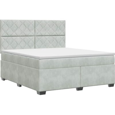 Boxspringbett Mit Matratze Hellgrau 140 X 190 Cm Samt Vidaxl Boxspringbett Mit Matratze Hellgrau 140 X 190 Cm Samt Vidaxl