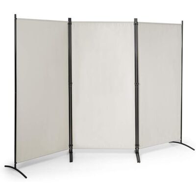Raumteiler 260x183cm Mit Verstellbaren Untersetzern, Trennwand Paravent Wand Sichtschutz Wandschirm Beige, 3-teiliger - Costway Raumteiler 260x183cm Mit Verstellbaren Untersetzern, Trennwand Paravent Wand Sichtschutz Wandschirm Beige, 3-teiliger - Costway
