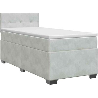 Boxspringbett Mit Matratze Hellgrau 100 X 200 Cm Samt Vidaxl Boxspringbett Mit Matratze Hellgrau 100 X 200 Cm Samt Vidaxl