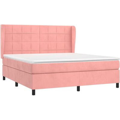 vidaXL Rosa Samtbett mit Matratze & Kopfteil - Bett vidaXL Rosa Samtbett mit Matratze & Kopfteil - Bett