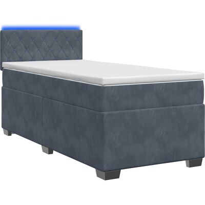 Boxspringbett Mit Matratze Und Led Dunkelgrau 100 X 200 Cm Samt Vidaxl Boxspringbett Mit Matratze Und Led Dunkelgrau 100 X 200 Cm Samt Vidaxl