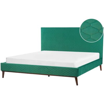 Beliani Super King Size Bett Grün Samtstoff - Bett Beliani Super King Size Bett Grün Samtstoff - Bett