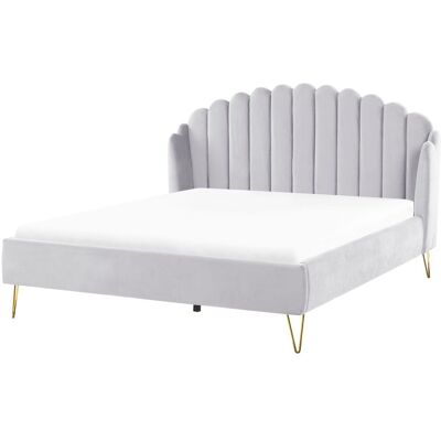 Beliani Bett EU Super King Samt Hellgrau - Bett Beliani Bett EU Super King Samt Hellgrau - Bett