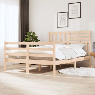 vidaXL Bettgestell 140x200 cm - Massives Holz, Braun vidaXL Bettgestell 140x200 cm - Massives Holz, Braun