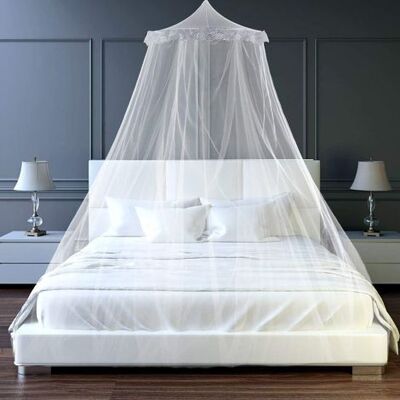 OEM 1 Moskitonetz Für Ein Bett, Weißes Polyester, Höhe 272 Cm, Durchmesser 51 Cm, Für Den Innen- Und Außenbereich OEM 1 Moskitonetz Für Ein Bett, Weißes Polyester, Höhe 272 Cm, Durchmesser 51 Cm, Für Den Innen- Und Außenbereich