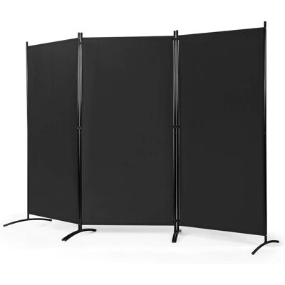Paravent Raumteiler 260x183cm Trennwand Mit Verstellbaren Untersetzern, Wand Sichtschutz Wandschirm Schwarz, 3-teiliger - Costway Paravent Raumteiler 260x183cm Trennwand Mit Verstellbaren Untersetzern, Wand Sichtschutz Wandschirm Schwarz, 3-teiliger - Costway