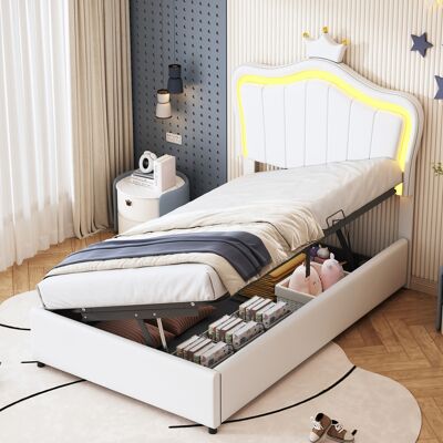 SANS MARQUE Polsterbett Kinderbett – 203,5x90x120,5 Cm – 52 Kg – Aus Gepolstert – Modernes Polsterbett Mit – Hydraulische Speicherfunktion – Einzigartiges Styling SANS MARQUE Polsterbett Kinderbett – 203,5x90x120,5 Cm – 52 Kg – Aus Gepolstert – Modernes Polsterbett Mit – Hydraulische Speicherfunktion – Einzigartiges Styling