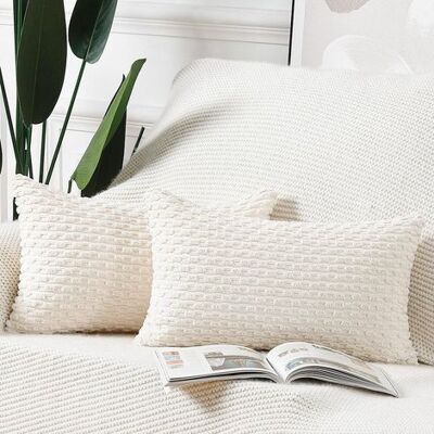 OEM Set Mit 2 Boho-kissenbezügen Aus Cord Mit Streifenmuster, Weiche Dekokissenbezüge Für Sofa Und Schlafzimmer, Cremeweiß, 30 X 50 Cm OEM Set Mit 2 Boho-kissenbezügen Aus Cord Mit Streifenmuster, Weiche Dekokissenbezüge Für Sofa Und Schlafzimmer, Cremeweiß, 30 X 50 Cm