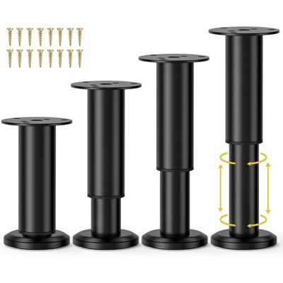XISRENS Wlrrcwdttc 4 Stück Verstellbare Möbelfüße Aus Metall, 12–20 Cm (4,72–7,87 Zoll), Verstellbare Schrankfüße Für Sofa, Bett, Stuhl, Couch, Kommode Und Tisch, Robuste Ersatz-bettbeine Für Bettgestell Und XISRENS Wlrrcwdttc 4 Stück Verstellbare Möbelfüße Aus Metall, 12–20 Cm (4,72–7,87 Zoll), Verstellbare Schrankfüße Für Sofa, Bett, Stuhl, Couch, Kommode Und Tisch, Robuste Ersatz-bettbeine Für Bettgestell Und