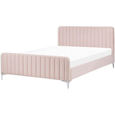 Beliani Bett Pastell Pink Samt EU Doppelgröße - Bett Beliani Bett Pastell Pink Samt EU Doppelgröße - Bett