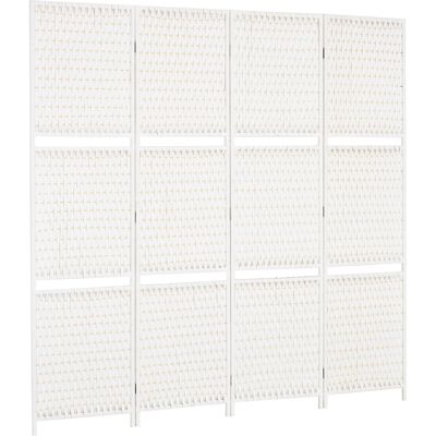 OEM Paravent 4-teilig 181 X 180 Cm Faltbar Raumteiler Mit 2 Regalen Aus Kiefernholz, Bambus Für Schlafzimmer, Weiß OEM Paravent 4-teilig 181 X 180 Cm Faltbar Raumteiler Mit 2 Regalen Aus Kiefernholz, Bambus Für Schlafzimmer, Weiß