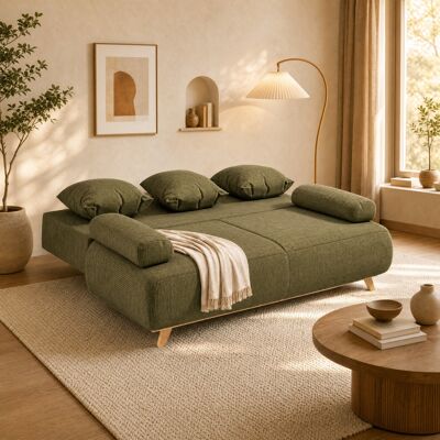 Sofa-bett Mit Verstellbarer Rückenlehne, Stauraum, 188 X 140 Cm, Dunkelgrüner Kord Okmyhome Sofa-bett Mit Verstellbarer Rückenlehne, Stauraum, 188 X 140 Cm, Dunkelgrüner Kord Okmyhome
