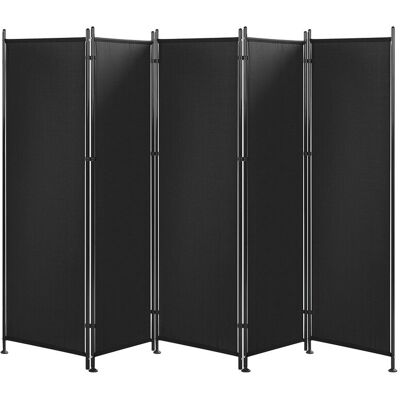 BELIANI Paravent Schwarz 267 X 170 Cm 5-teiliges Aus Polyester Und Stahl Freistehend Wohnzimmer Schlafzimmer Innen- Und Außenbereich Elegant Modern BELIANI Paravent Schwarz 267 X 170 Cm 5-teiliges Aus Polyester Und Stahl Freistehend Wohnzimmer Schlafzimmer Innen- Und Außenbereich Elegant Modern