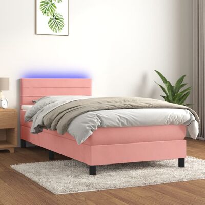 vidaXL Rosa Sammetbett mit LED - Bett vidaXL Rosa Sammetbett mit LED - Bett