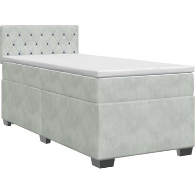 Boxspringbett Mit Matratze Hellgrau 100 X 200 Cm Samt Vidaxl Boxspringbett Mit Matratze Hellgrau 100 X 200 Cm Samt Vidaxl