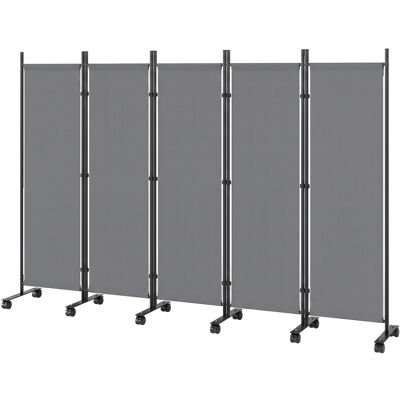 OEM Raumteiler 5-teilig 252 X 40 Cm Freistehend Paravent Mit 12 Rollen Klappbar Trennwand Diy Dunkelgrau OEM Raumteiler 5-teilig 252 X 40 Cm Freistehend Paravent Mit 12 Rollen Klappbar Trennwand Diy Dunkelgrau