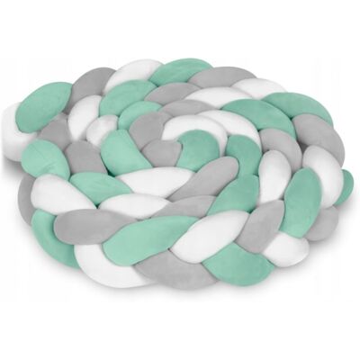 OEM Geflochtener Seitenschutz Für Kinderbetten, Mint/grau/weiß, 2 Meter, Aus Plüschmaterial Mit Antiallergischer Füllung, Multifunktional, Waschbar OEM Geflochtener Seitenschutz Für Kinderbetten, Mint/grau/weiß, 2 Meter, Aus Plüschmaterial Mit Antiallergischer Füllung, Multifunktional, Waschbar