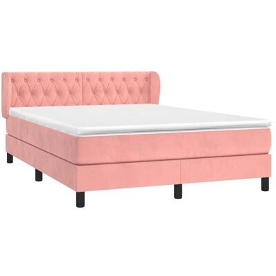vidaXL Rosa Samtbett mit Matratze & Kopfteil - Bett vidaXL Rosa Samtbett mit Matratze & Kopfteil - Bett