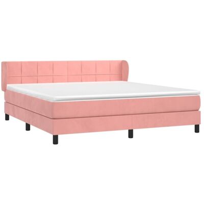 vidaXL Rosa Samtbettrahmen mit Matratze & Kopfteil - Bett vidaXL Rosa Samtbettrahmen mit Matratze & Kopfteil - Bett