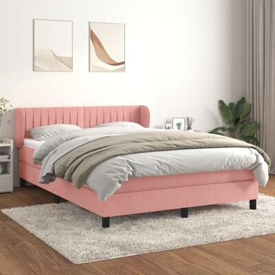 vidaXL Bett mit Matratze - Rosa Samt 140x190 cm vidaXL Bett mit Matratze - Rosa Samt 140x190 cm