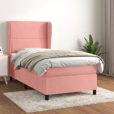 vidaXL Bett mit Matratze - Rosa Samt, 80x200cm - Bett vidaXL Bett mit Matratze - Rosa Samt, 80x200cm - Bett