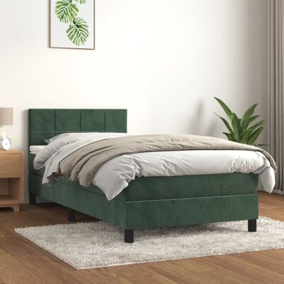 vidaXL Dunkelgrünes Sammetbett mit Matratze - Bett mit Matratze vidaXL Dunkelgrünes Sammetbett mit Matratze - Bett mit Matratze