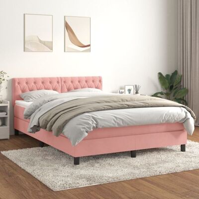 Boxspringbett Mit Matratze Rosa 140x190 Cm Samt Vidaxl Boxspringbett Mit Matratze Rosa 140x190 Cm Samt Vidaxl
