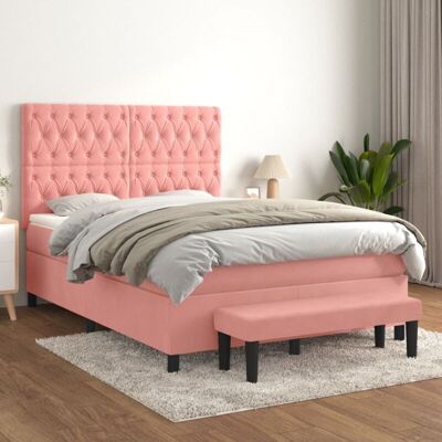 Vidaxl Rosa Samtbetten mit Kopfteil - Bett Vidaxl Rosa Samtbetten mit Kopfteil - Bett
