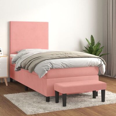 Boxspringbett Mit Matratze Rosa 100x200 Cm Samt Vidaxl Boxspringbett Mit Matratze Rosa 100x200 Cm Samt Vidaxl