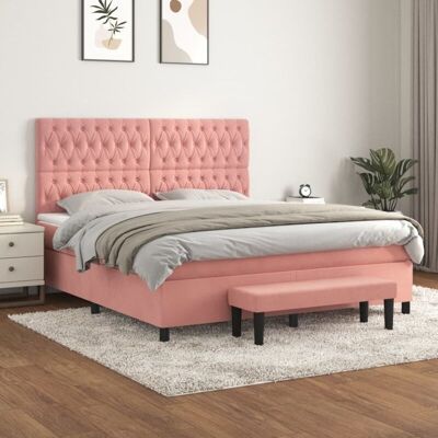 VIDAXL Bett mit Matratze - Pink Samt 180x200cm VIDAXL Bett mit Matratze - Pink Samt 180x200cm