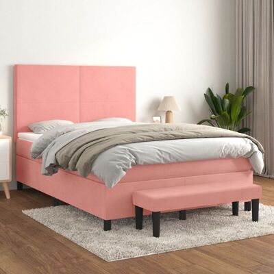 VIDAXL Rosa Samtbettenbett mit Matratze - Bett VIDAXL Rosa Samtbettenbett mit Matratze - Bett