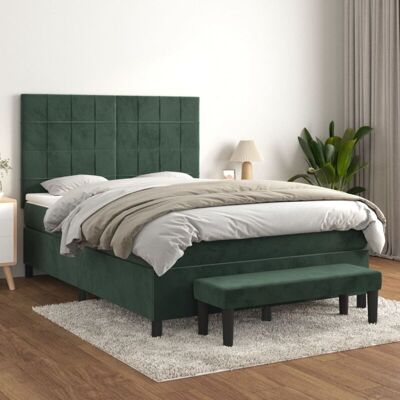 vidaXL Dunkelgrünes Metall-Federbett mit Matratze - Bett vidaXL Dunkelgrünes Metall-Federbett mit Matratze - Bett
