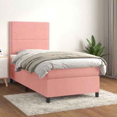vidaXL Pinkes Samt-Boxspringbett - Hochwertige Taschenfederkernmatratze vidaXL Pinkes Samt-Boxspringbett - Hochwertige Taschenfederkernmatratze