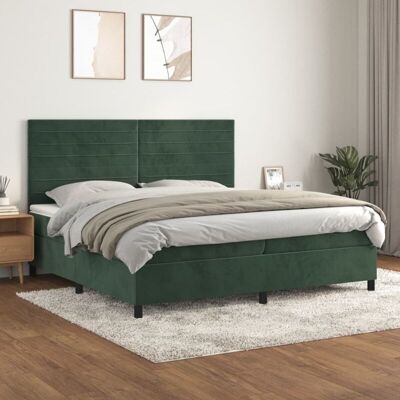Boxspringbett Mit Matratze Dunkelgrün 200x200 Cm Samt Vidaxl Boxspringbett Mit Matratze Dunkelgrün 200x200 Cm Samt Vidaxl
