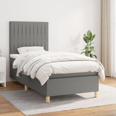 Boxspringbett Mit Matratze Dunkelgrau 90x190 Cm Stoff Vidaxl Boxspringbett Mit Matratze Dunkelgrau 90x190 Cm Stoff Vidaxl