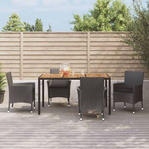 VIDAXL Maison Exclusive - 5-tlg. Garten-essgruppe Mit Kissen Schwarz Poly Rattan VIDAXL Maison Exclusive - 5-tlg. Garten-essgruppe Mit Kissen Schwarz Poly Rattan