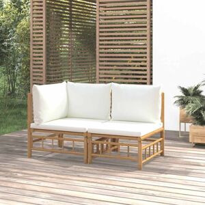 2-tlg. Garten-lounge-set Mit Cremeweißen Kissen Bambus - Vidaxl 2-tlg. Garten-lounge-set Mit Cremeweißen Kissen Bambus - Vidaxl