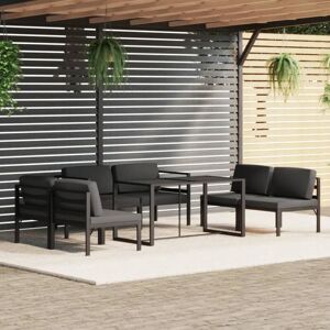 7-tlg. Garten-lounge-set Mit Kissen Aluminium Anthrazit Vidaxl 7-tlg. Garten-lounge-set Mit Kissen Aluminium Anthrazit Vidaxl