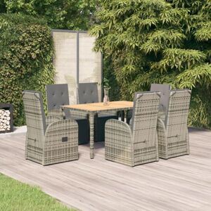 VIDAXL Gartenmöbelset Mit Kissen 7 Teile Grau Rattan VIDAXL Gartenmöbelset Mit Kissen 7 Teile Grau Rattan